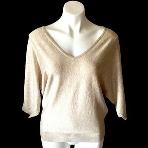 Premise Heather Oatmeal Dolman Sleeve V-Neck Stretchy Blouse